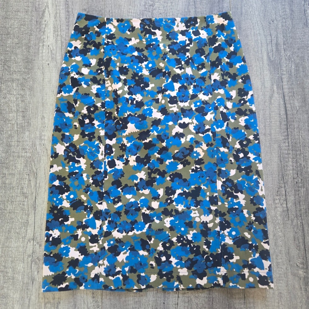 Kate Spade Saturday Blue Green Floral Cotton Pencil Skirt Size 4